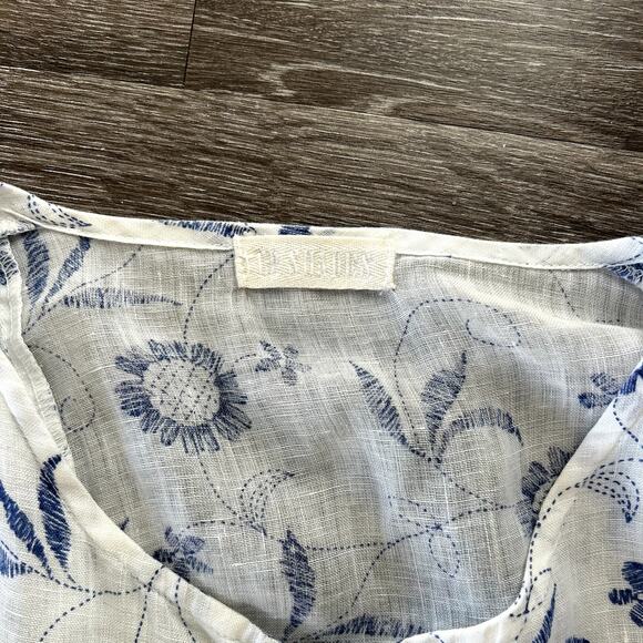 CP Shades Blue Floral Print Linen Dress Size Small Long Sleeve Peasant Tunic EUC - Picture 8 of 16